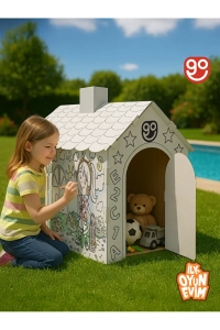 İlk Oyun Evim Xxl Boy Dayanıklı Karton Boyama Aktivite Evi Boyanabilir Karton Çadır boyama evi